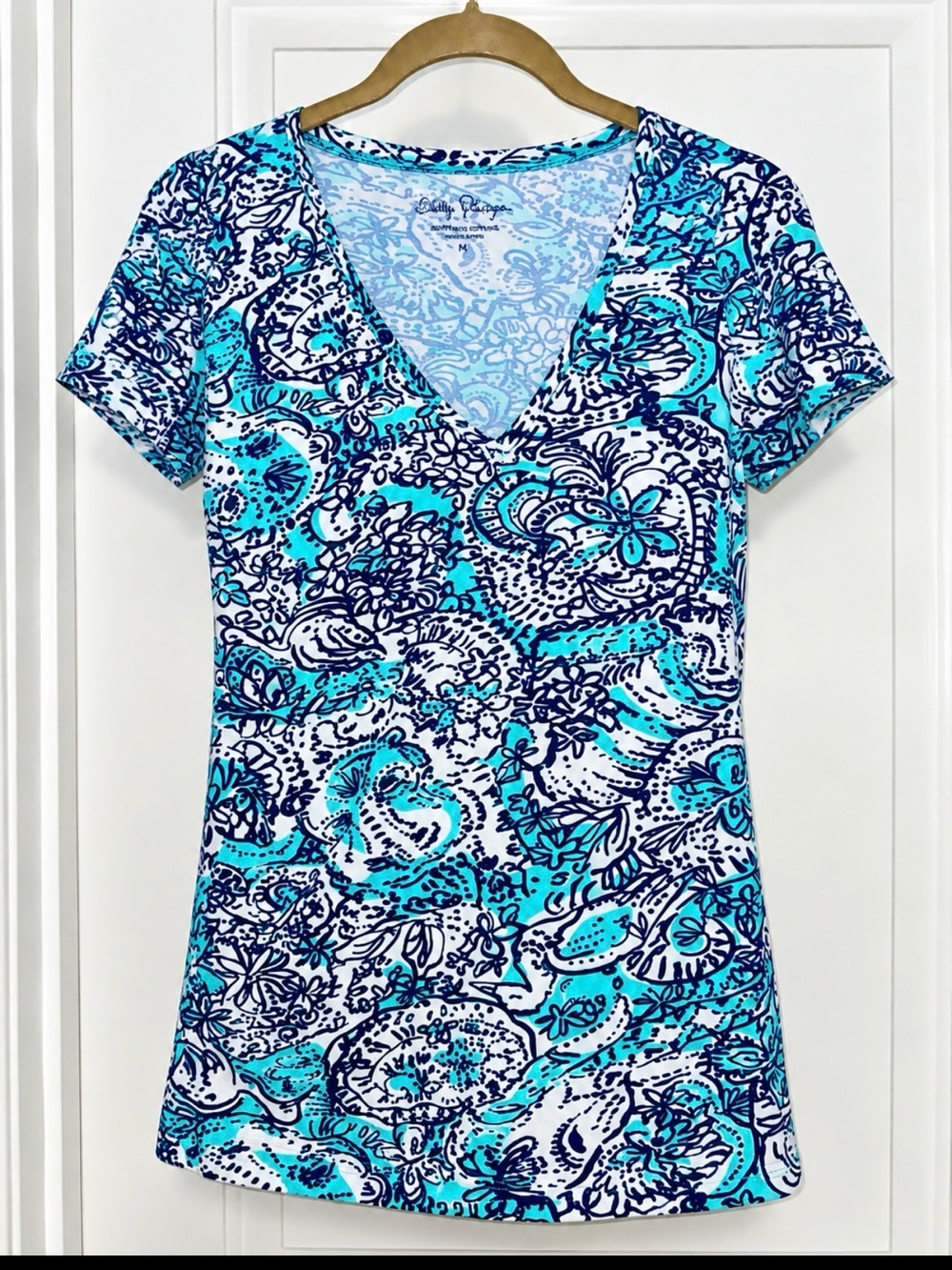 Lilly Pulitzer Short Sleeve V-Neck Paisley Floral Top